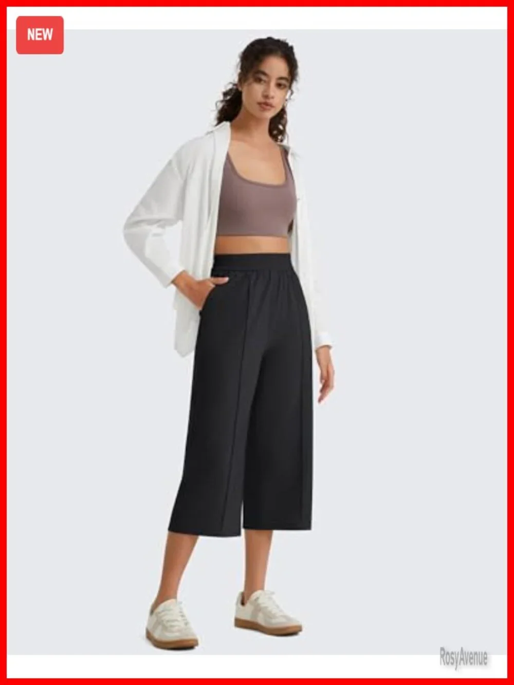 Lightweight Flowy Wide Leg Capri Pants with Pockets for Travel Beach
